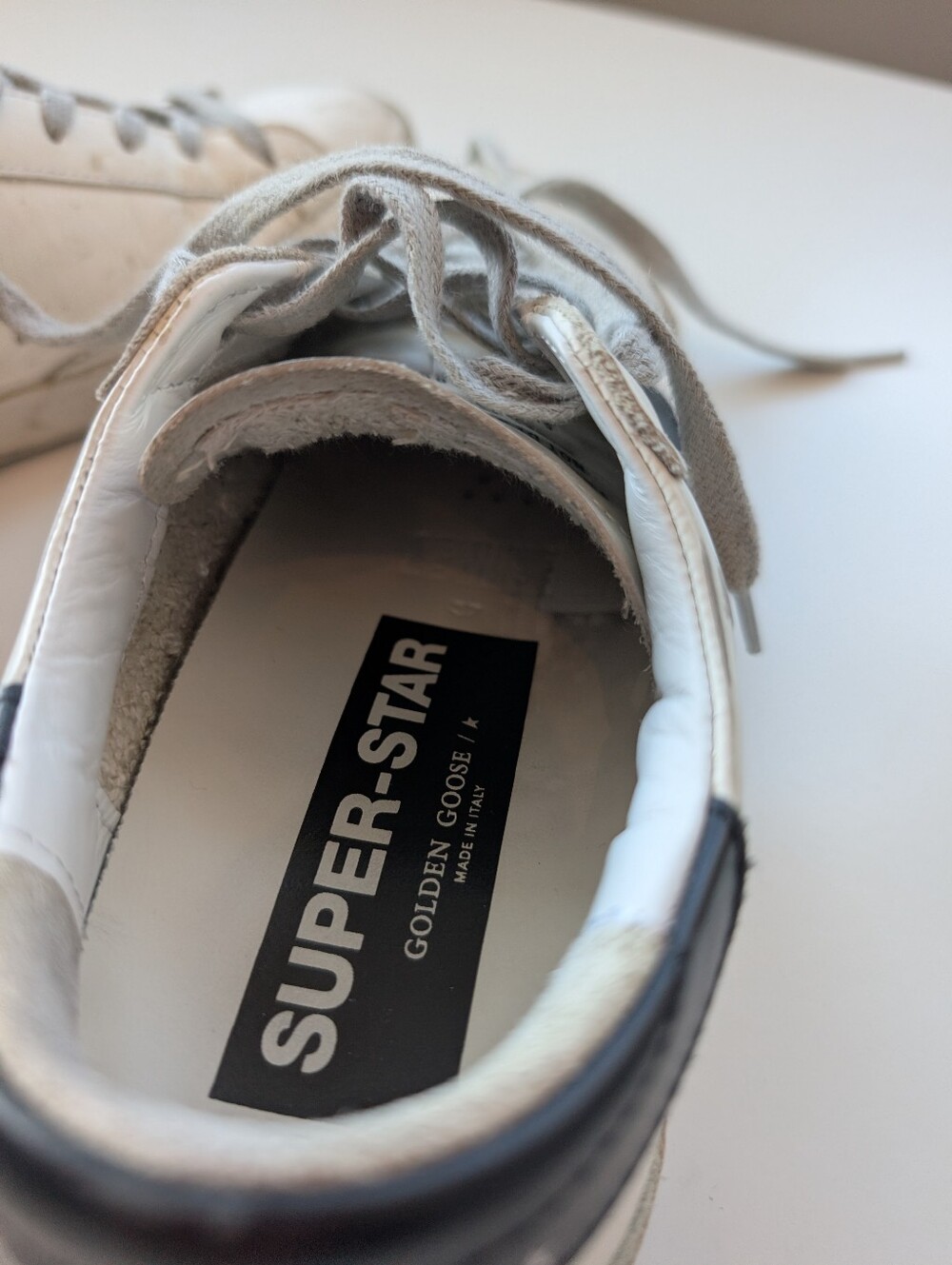 Golden Goose White Leather Sneakers with Black Star Accent - Size 37 - Picture 3 of 16